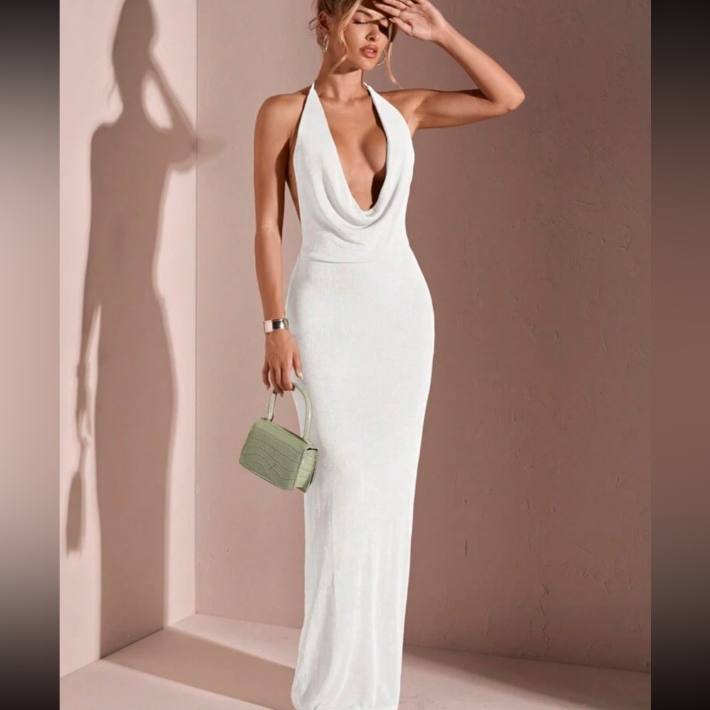 Backless white gorgeous dress